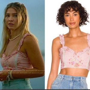 love shack fancy pink floral mireya top